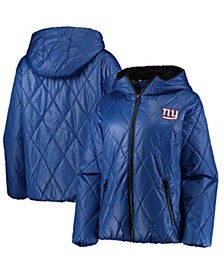 Women's Royal New York Giants Charlotte Full-Zip Hoodie Puffer Jacket