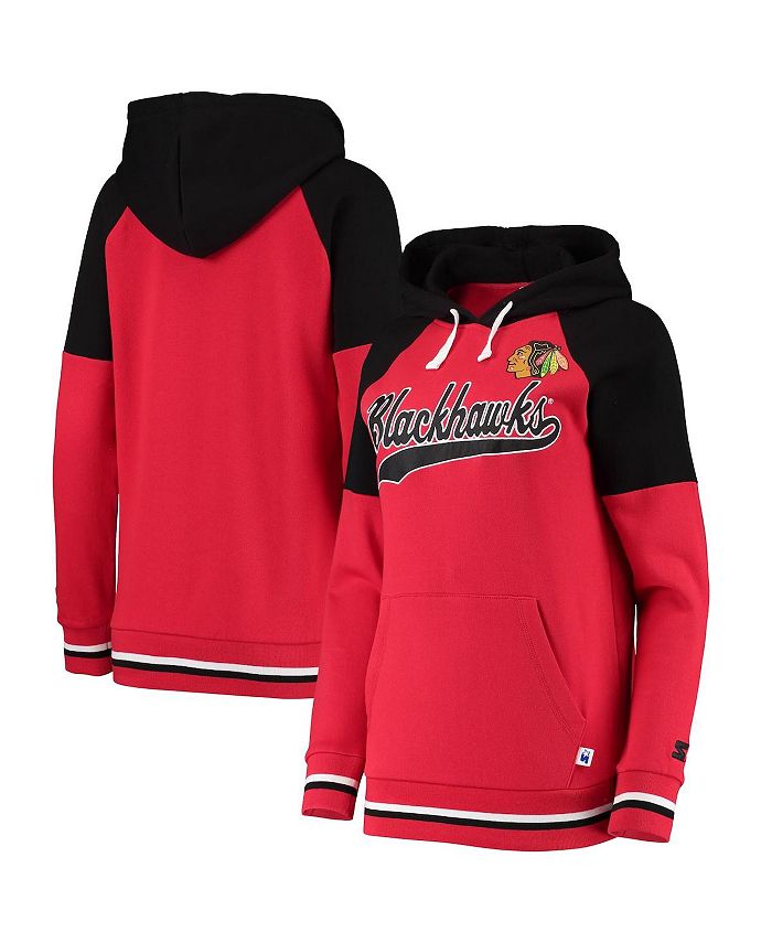 Women's Heather Red Chicago Blackhawks Fleece Raglan Sweatshirt