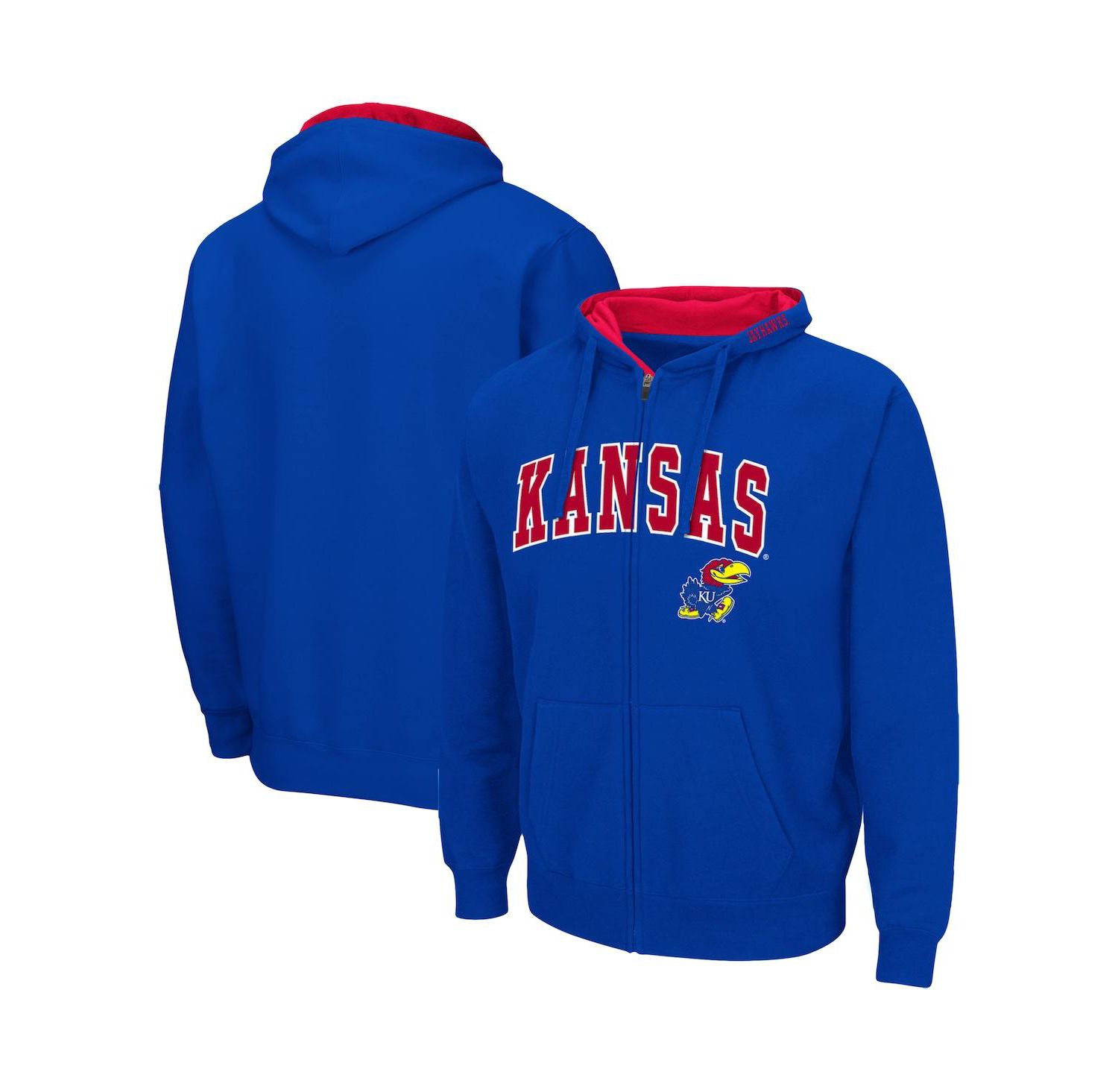 Men's Royal Kansas Jayhawks Arch & Logo 3.0 Full-Zip Hoodie