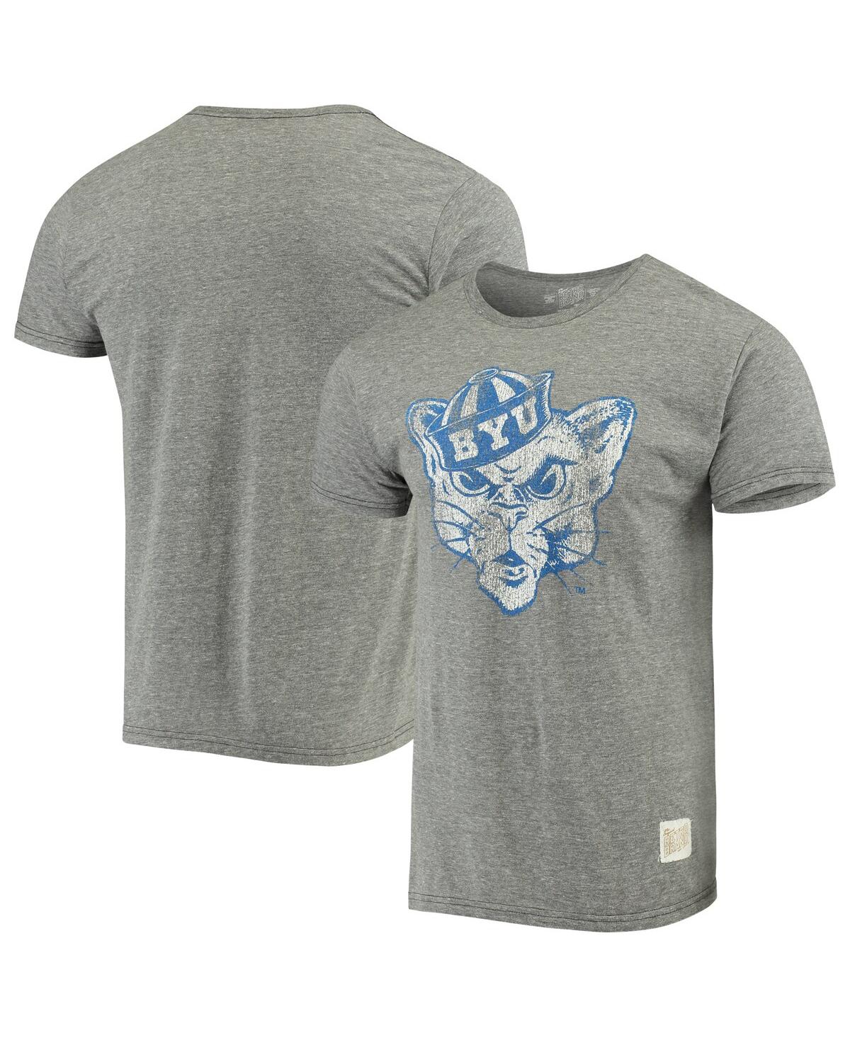 Men's Original Retro Brand Heathered Gray Byu Cougars Vintage-Like Logo Tri-Blend T-shirt - Heathered Gray