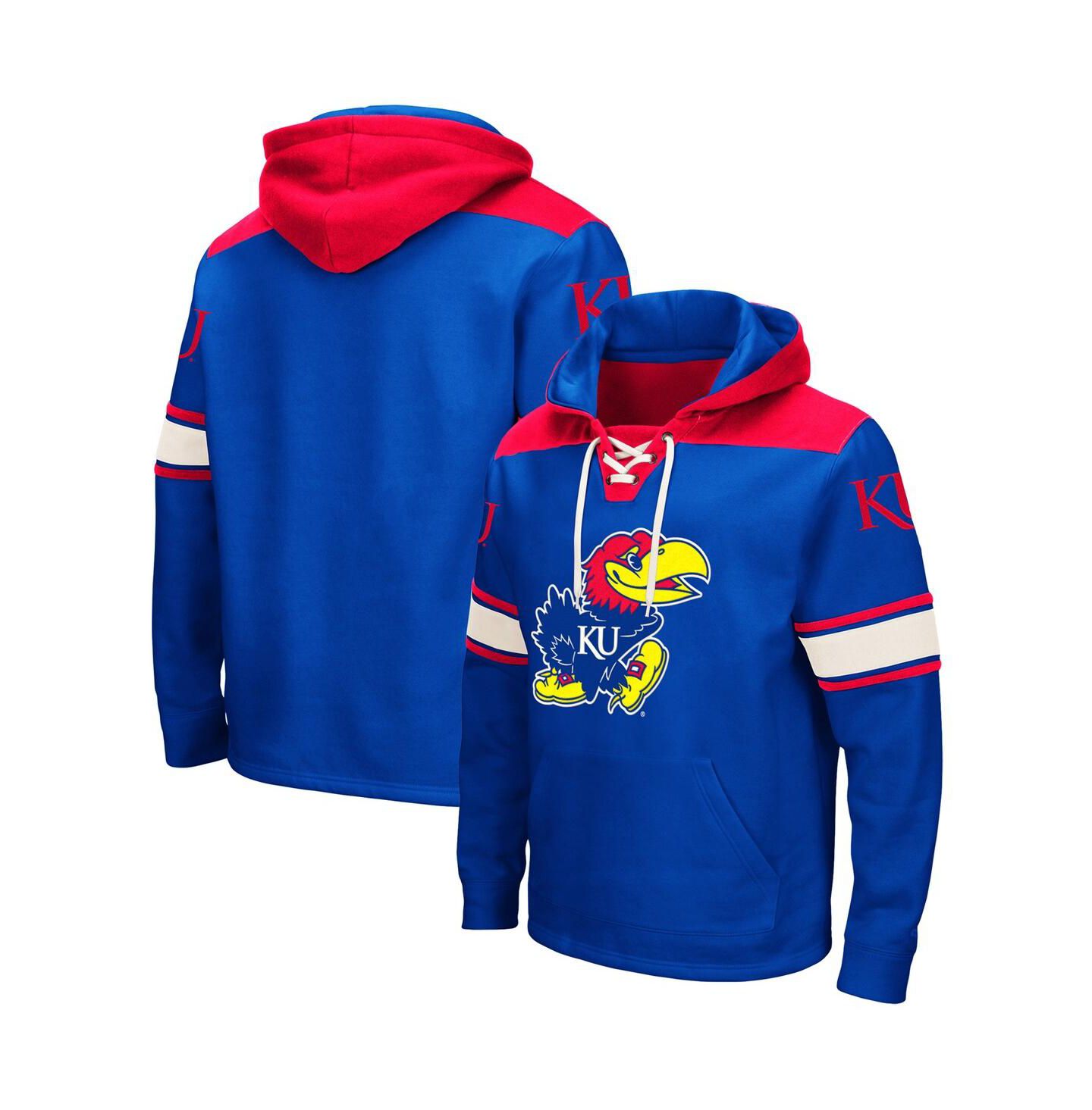 Мужское худи Colosseum Royal Kansas Jayhawks 2.0 Lace-Up Pullover — фото 2