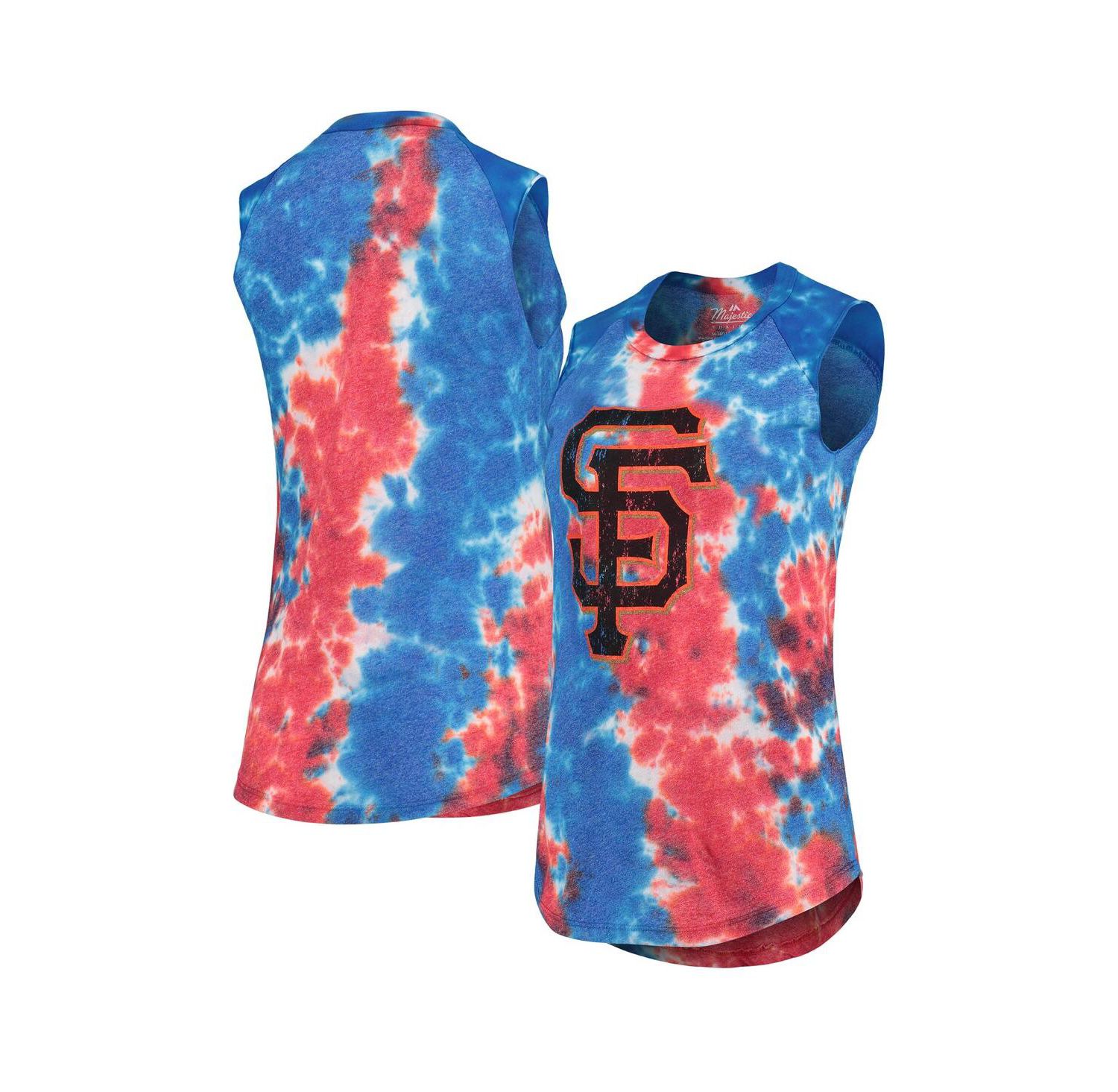 Women's Threads Red, Blue San Francisco Giants Tie-Dye Tri-Blend Muscle Tank Top