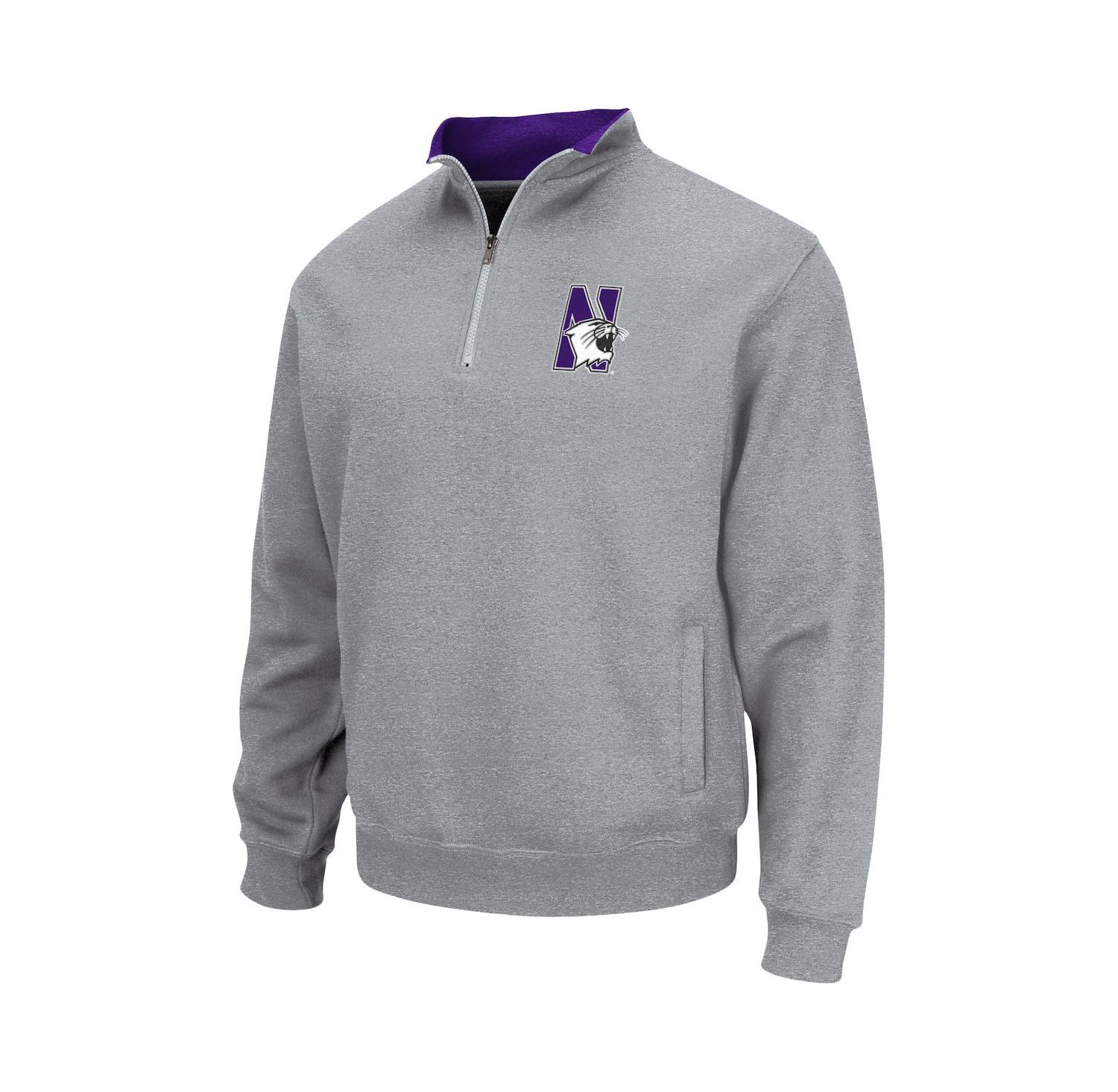 Men's Heathered Gray Northwestern Wildcats Tortugas Team Logo Quarter-Zip Jacket