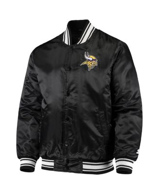 Men's Black Minnesota Vikings Locker Room Satin Varsity Full-Snap Jacket