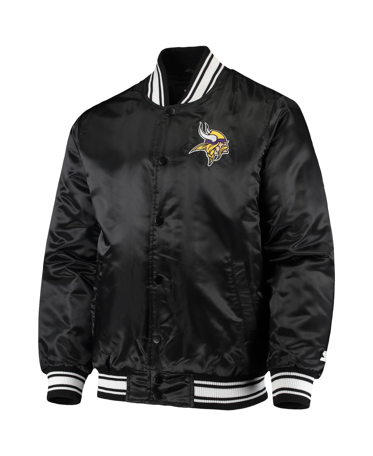 Men's StarterMinnesota Vikings Locker Room Satin Varsity Full-Snap Jacket - Black