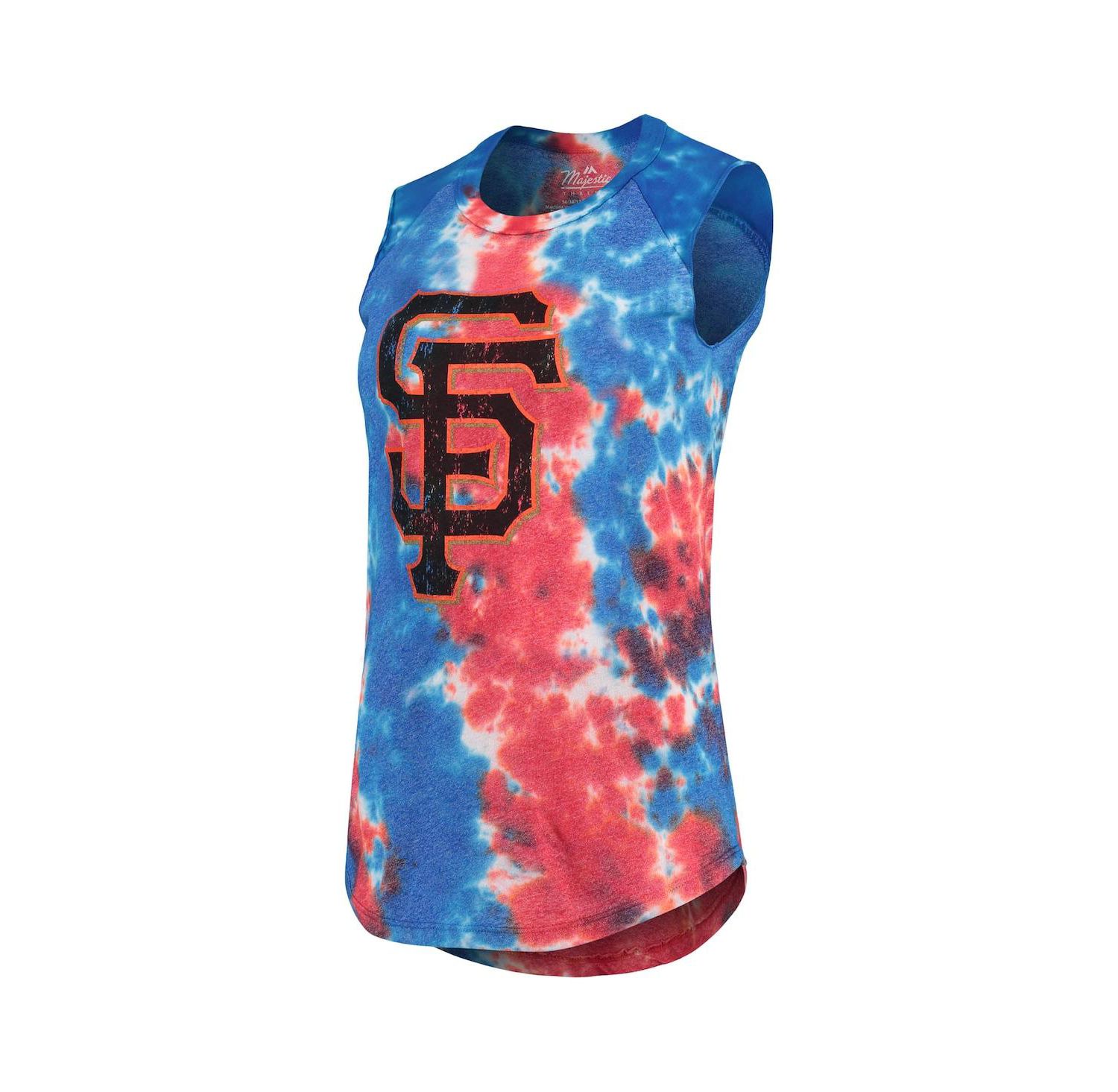 Women's Threads Red, Blue San Francisco Giants Tie-Dye Tri-Blend Muscle Tank Top