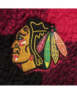 Women's Red, Black Chicago Blackhawks Plaid Sherpa Quarter-Zip Jacket