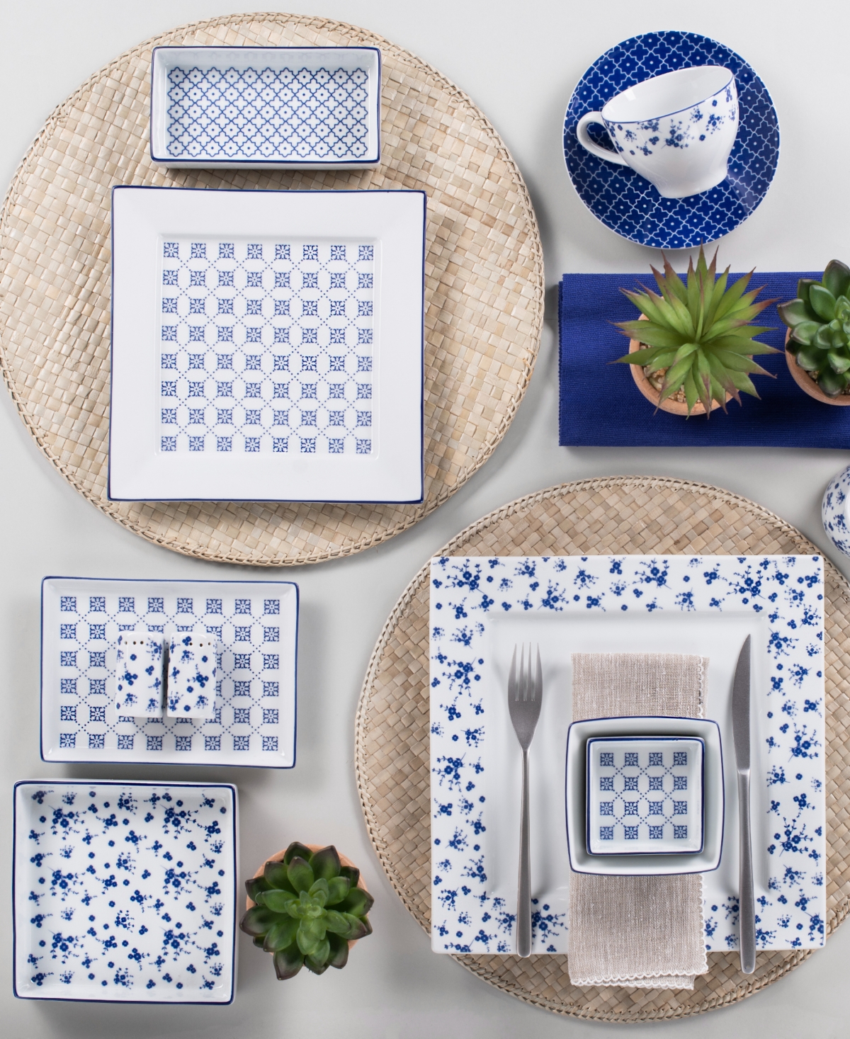 Blue Passion 3-Piece Place Setting Set - Blue and White