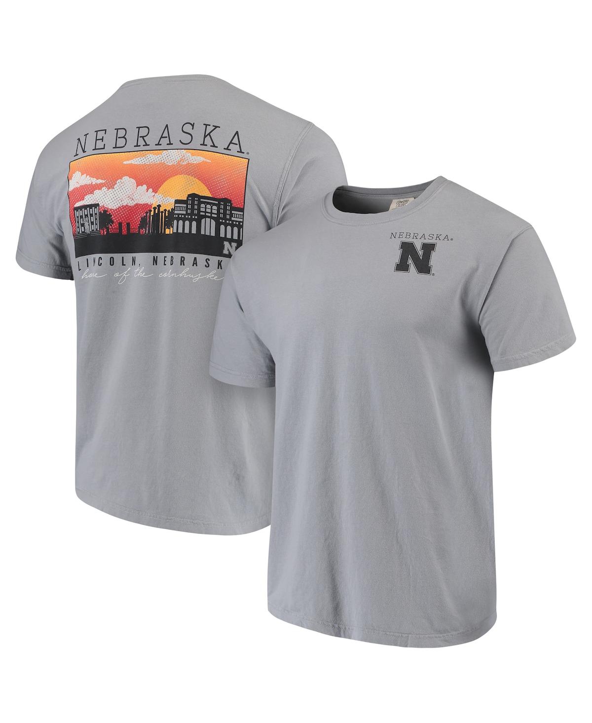 Men's Gray Nebraska Huskers Comfort Colors Campus Scenery T-shirt - Gray