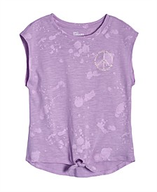 Big Girls Peace Sign Tie Front T-shirt