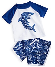 Baby Boys 2Pc. Shark-Print Swim Set, Created for Macy's 