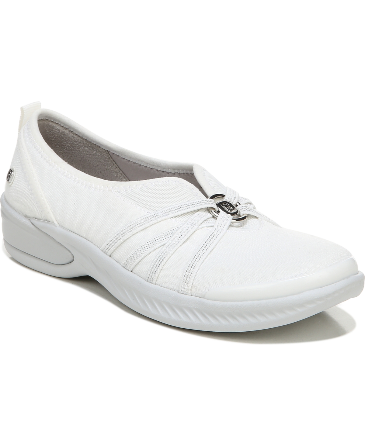 Shop Bzees Niche Washable Slip On Flats In Bright White Fabric