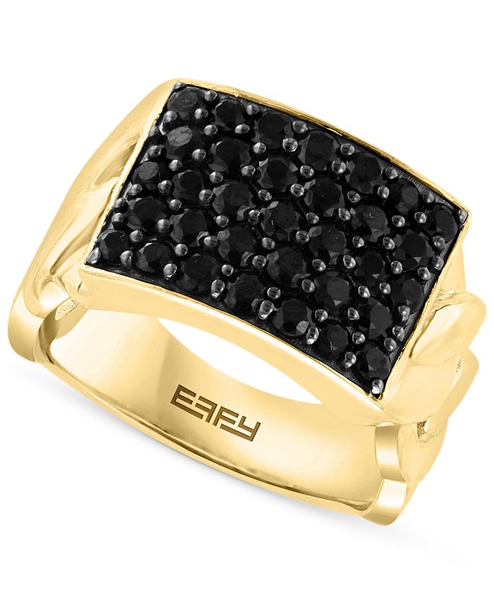 macys.com | EFFY Collection EFFY® Men's Black Spinel Square Cluster Ring in 14k Gold-Plated Sterling Silver