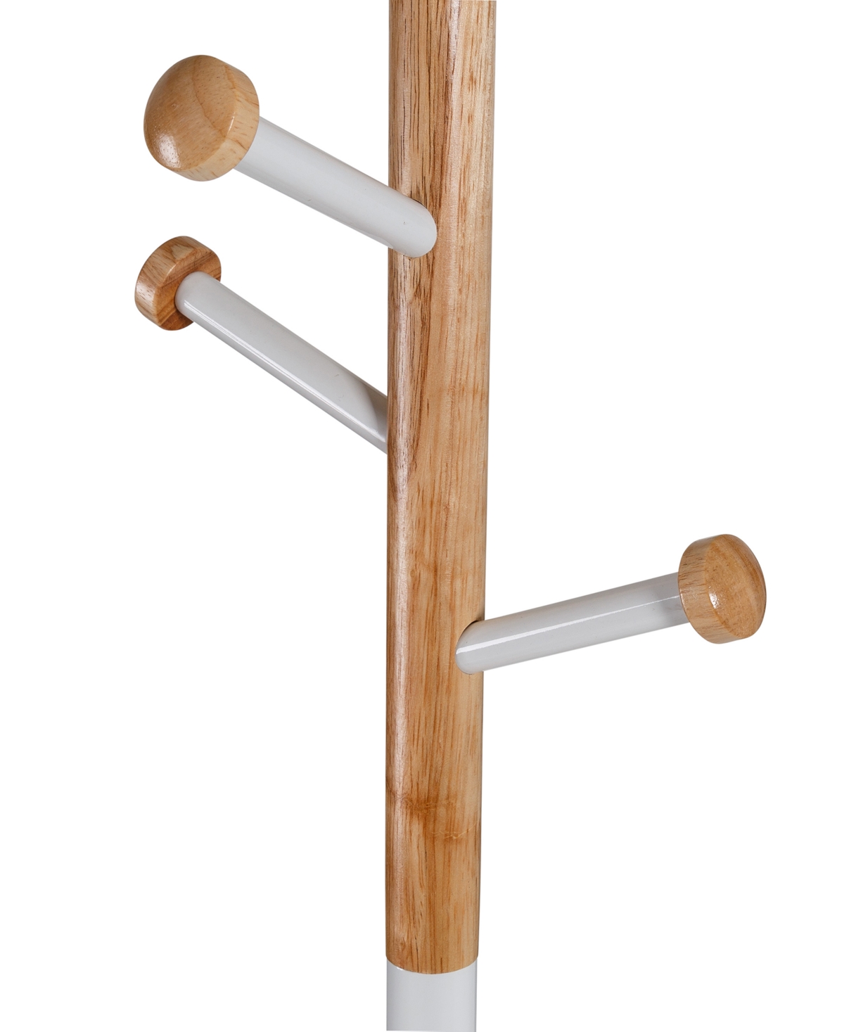 Honey Can Do FreestandingWood-Accented Corner Coat Rack with 6 Hooks - White