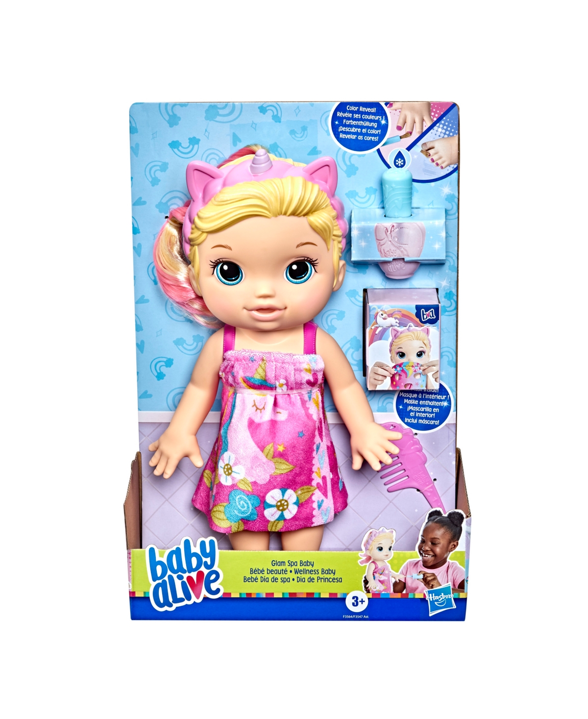 Baby Alive Glam Spa Baby Doll, Unicorn, Makeup, & Color Mani-pedi In Multi