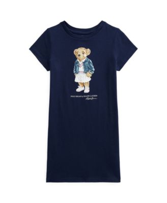 폴로 랄프로렌 여아용 원피스 Polo Ralph Lauren Little Girls Polo Bear Jersey T-shirt Dress,Newport Navy