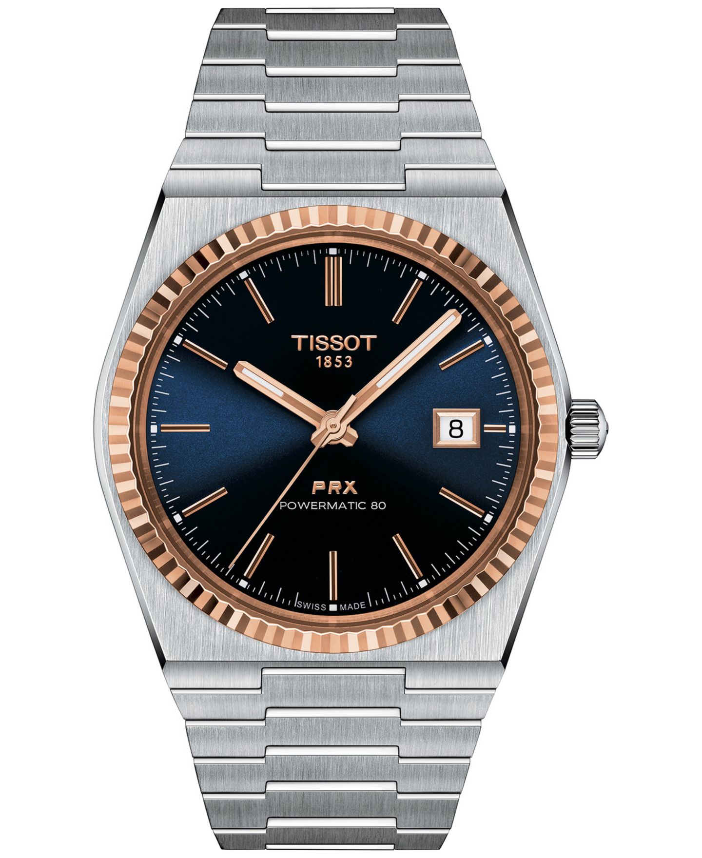 Мужские часы Tissot PRX Powermatic 80 Automatic Stainless Steel Bracelet Watch 40mm — фото 1