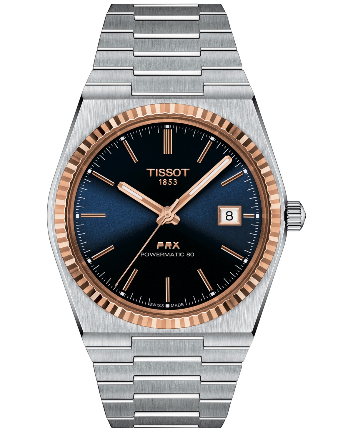 Shop Tissot Men's Prx Powermatic 80 Automatic Stainless Steel Bracelet Watch 40mm In Silver