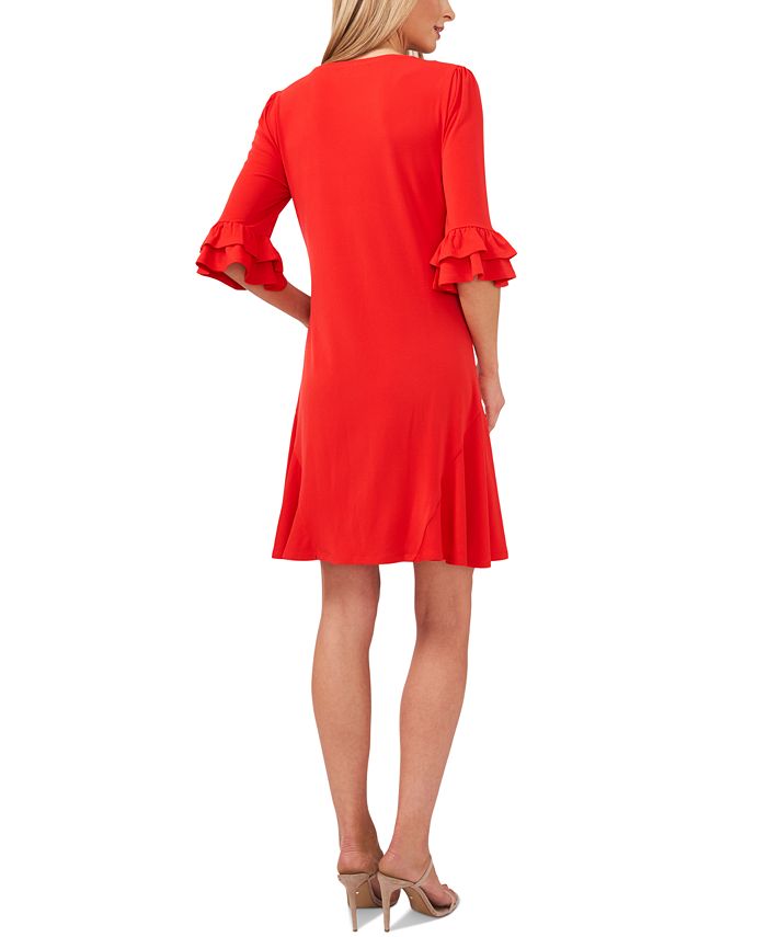 CeCe Women's Elbow-Sleeve Ruffle-Cuff Pullover Dress - Macy's