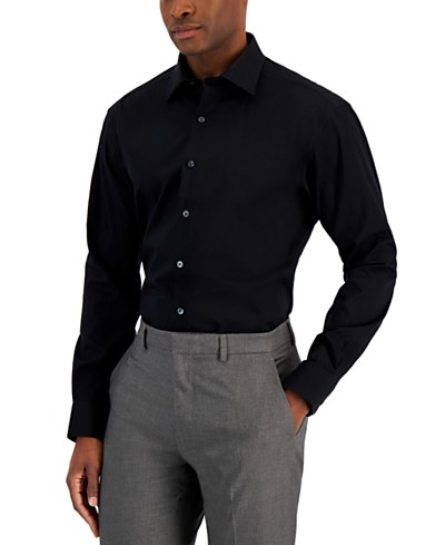 Van Heusen Men's Slim-Fit Flex Collar Stretch Solid Dress Shirt - Macy's