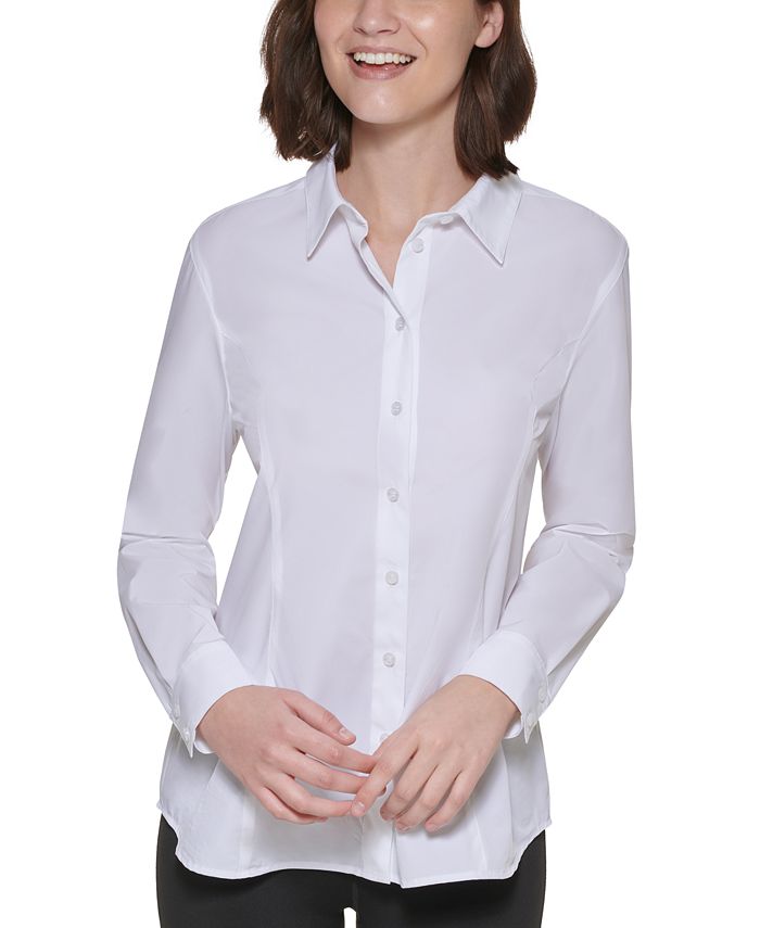 Calvin Klein Women's Button-Down Shirt & Reviews - Activewear - Women -  Macy's