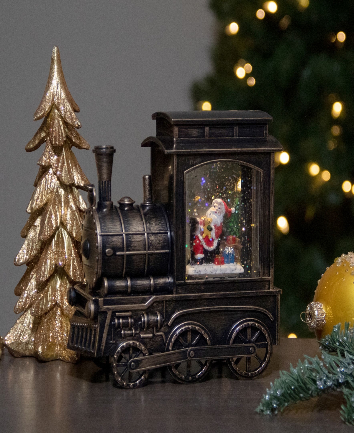 Train Christmas Snow Globe with Santa