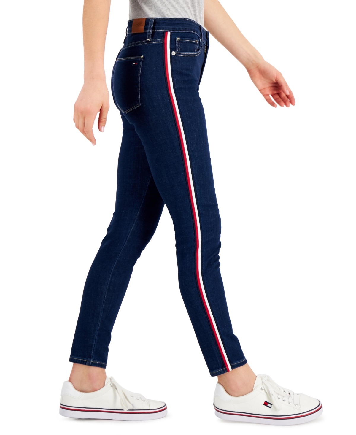 Tommy Hilfiger Tribeca Th Flex Side-stripe Skinny Jeans In Starstruck Wash