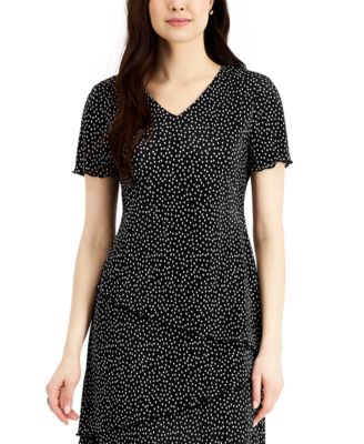 Petite Dot-Print Fit & Flare Dress 