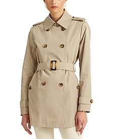 Women's Petite Double-Breasted Belted Trench Coat, Created for Macy's