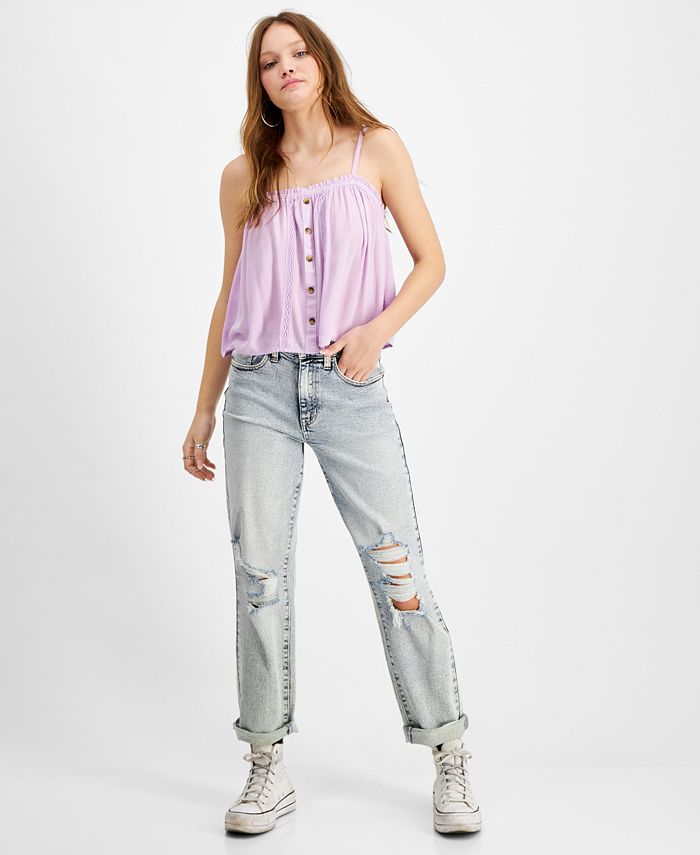 Hippie Rose Juniors' Lace-Trimmed Top - Macy's