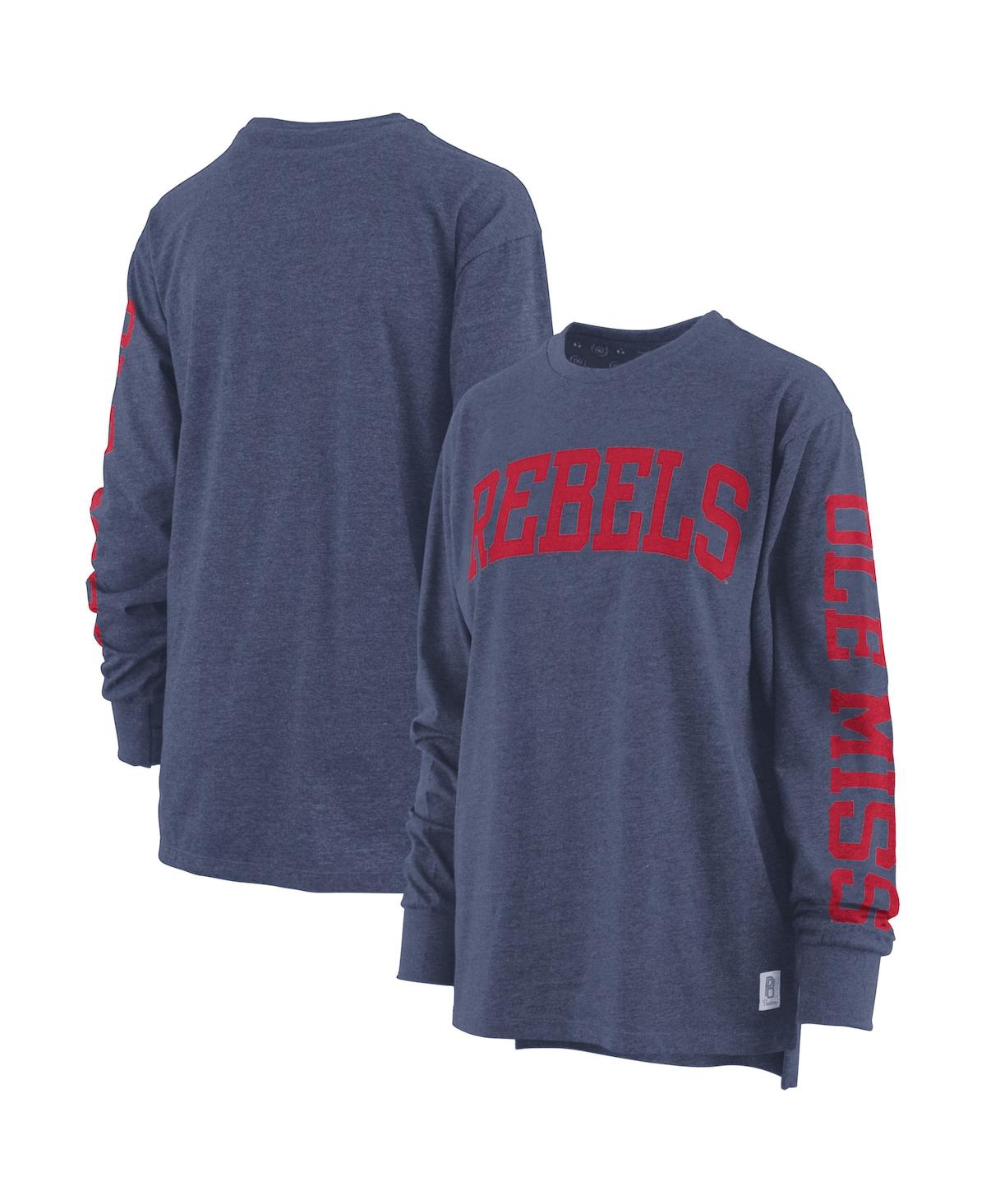 Women's Pressbox Navy Ole Miss Rebels Two-Hit Canyon Long Sleeve T-shirt - Navy