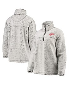 Women's Gray Detroit Red Wings Sherpa Quarter-Zip Pullover Jacket