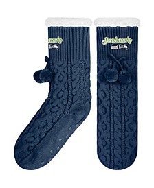 Women's Seattle Seahawks Cable Knit Footy Slipper Socks