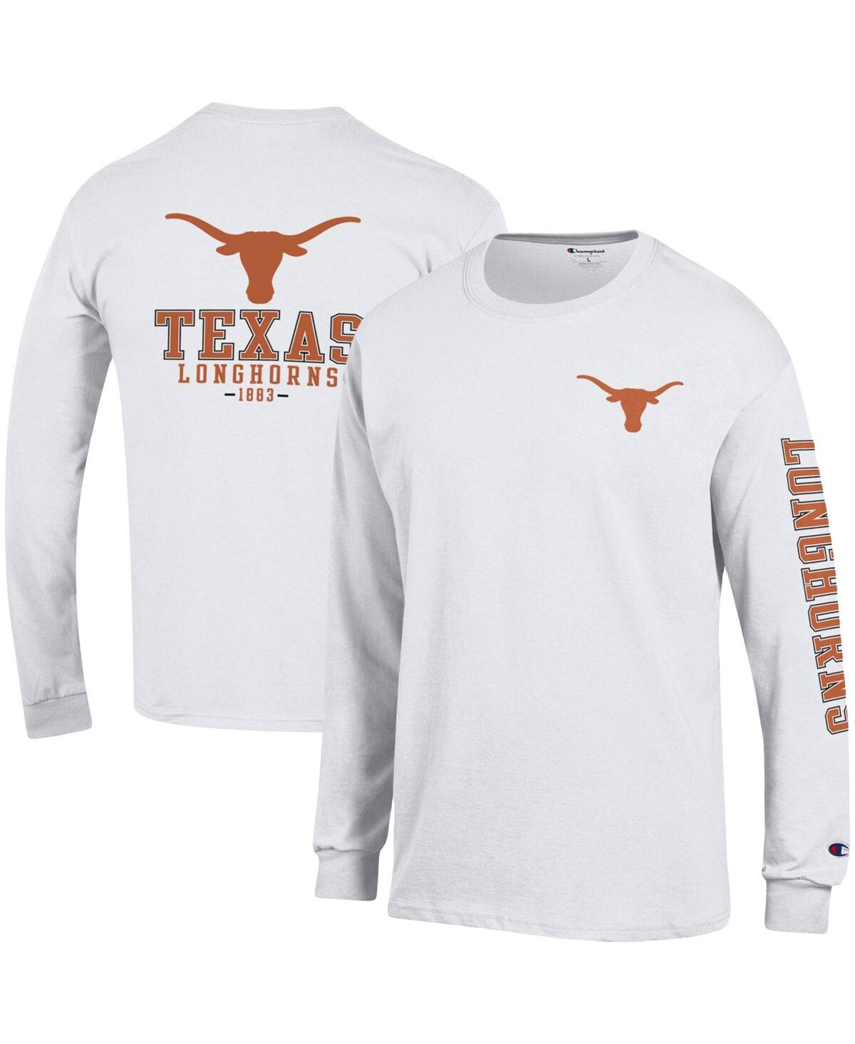 Champion Men's  White Texas Longhorns Team Stack Long Sleeve T-shirt