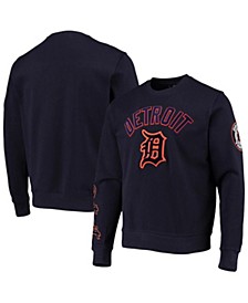 Men's Navy Detroit Tigers Stacked Logo Pullover Sweatshirt