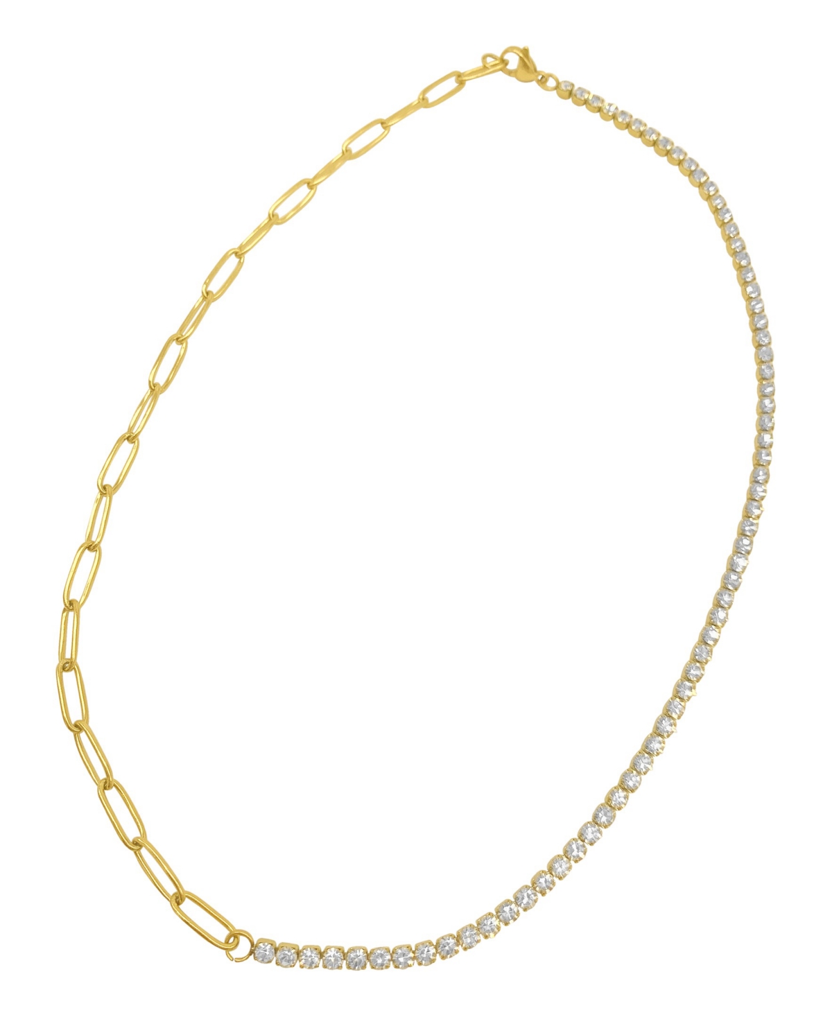 Adornia Half Tennis Necklace and Paper Clip Chain