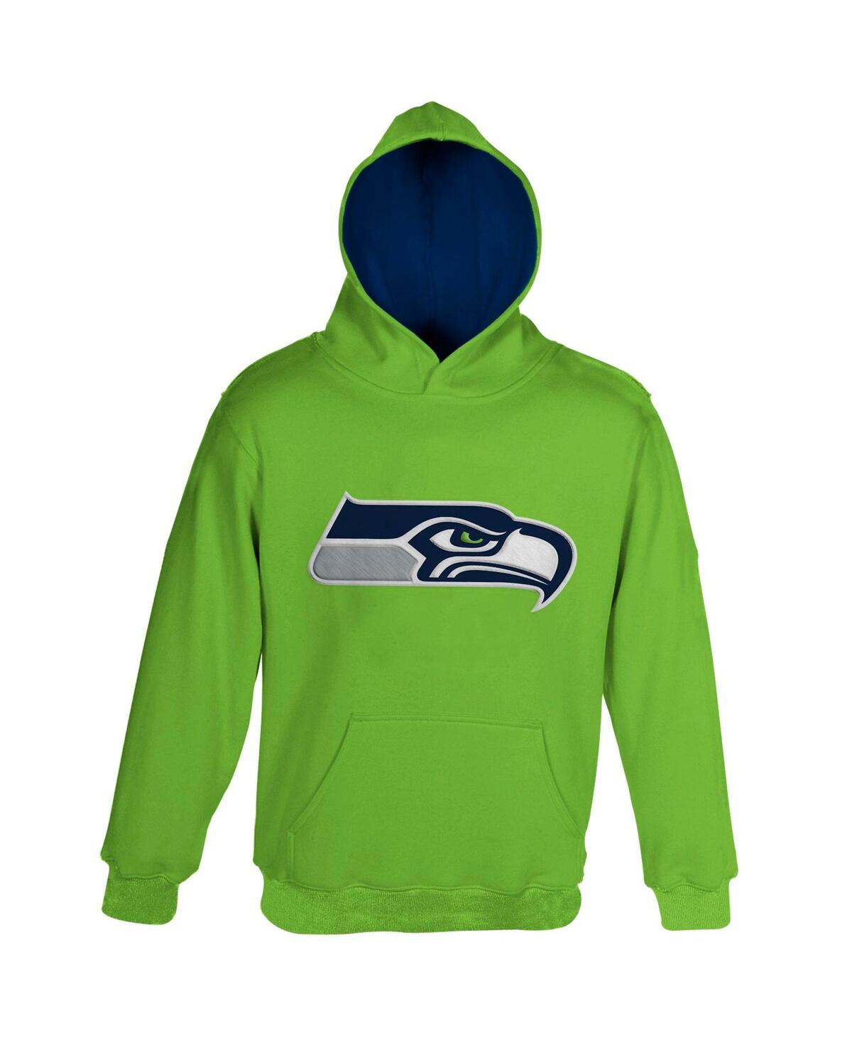 Toddler Boys and GirlsSeattle Seahawks Fan Gear Primary Logo Pullover Hoodie - Neon Green