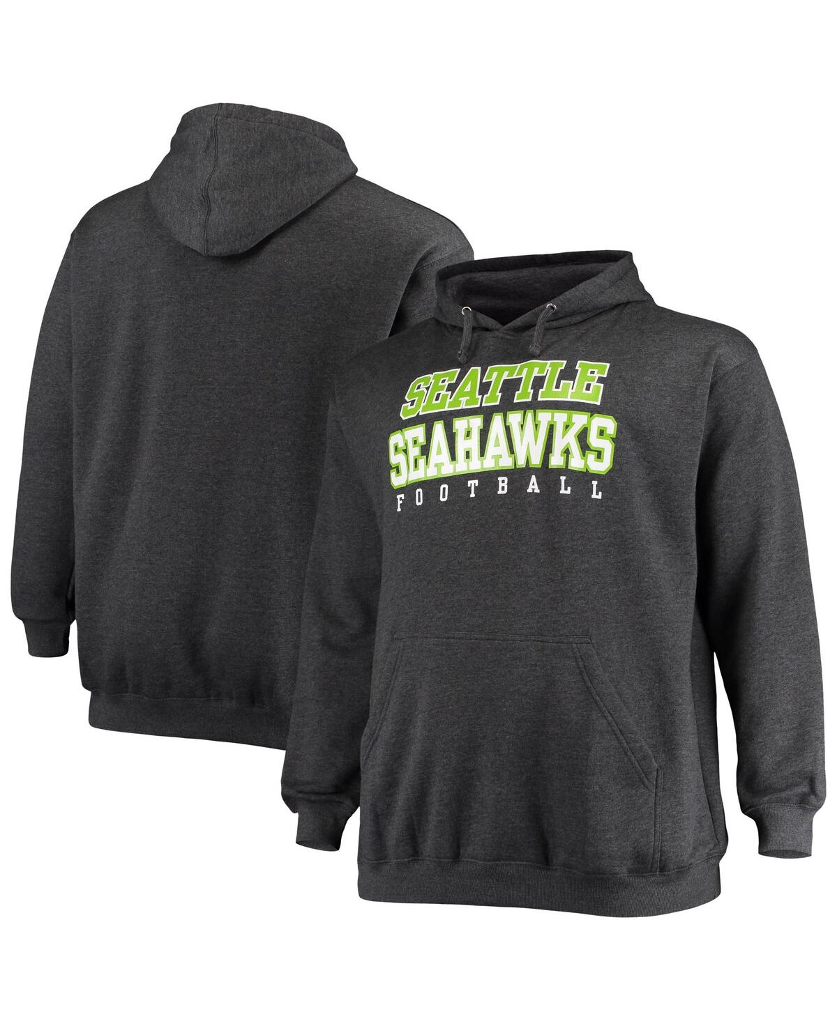 Shop Fanatics Men's  Heathered Charcoal Seattle Seahawks Big And Tall Practice Pullover Hoodie