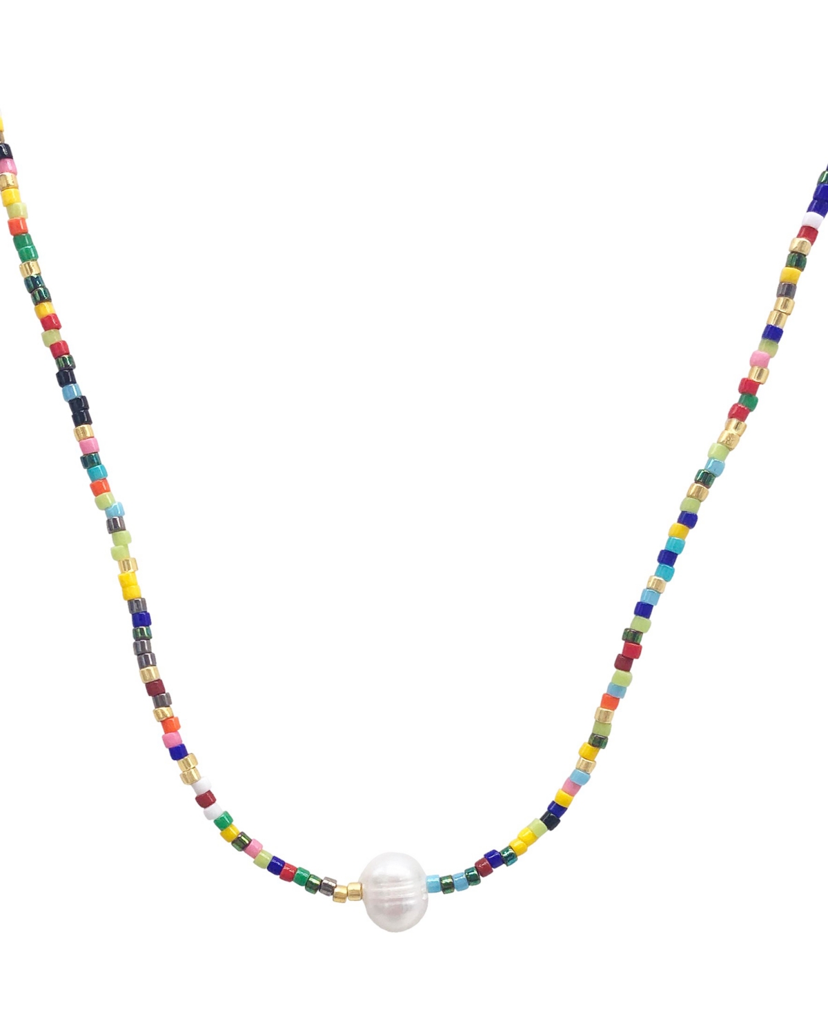 Baroque Freshwater Pearl Center Stone Mix Beaded Necklace - White