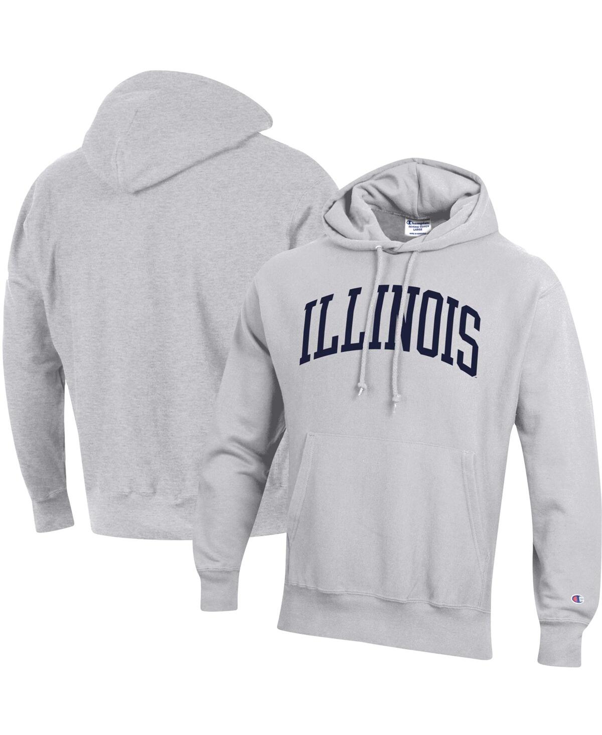 Champion Men's  Heathered Gray Illinois Fighting Illini Team Arch Reverse Weave Pullover Hoodie In Heathered Gray