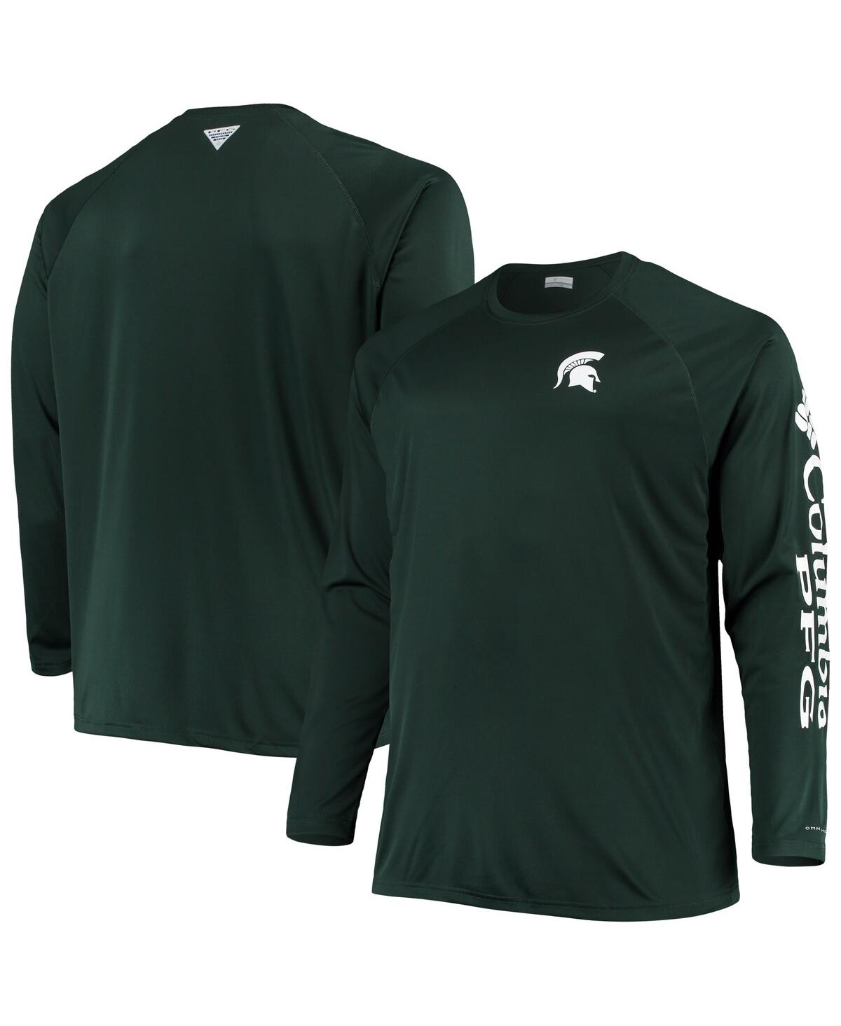 Men's ColumbiaMichigan State Spartans Big and Tall Terminal Tackle Omni-Shade Long Sleeve Raglan T-shirt - Green