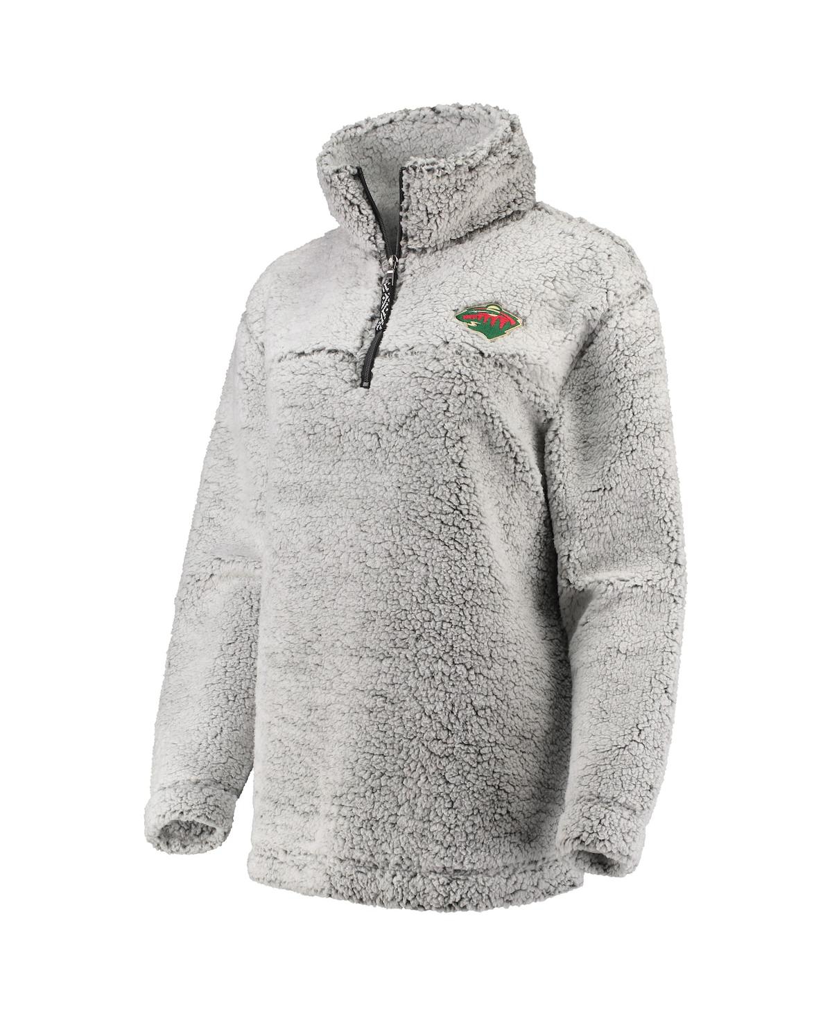 Women's G-iii 4Her by Carl BanksMinnesota Wild Sherpa Quarter-Zip Pullover Jacket - Gray