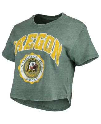 Women's Green Oregon Ducks Edith Vintage-Inspired Burnout Crop T-shirt