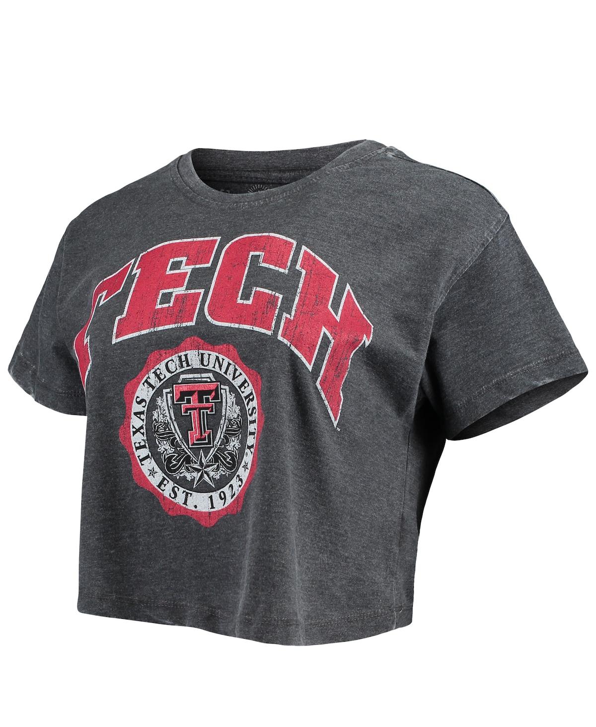Women's PressboxTexas Tech Red Raiders Edith Vintage-Like Burnout Crop T-shirt - Black