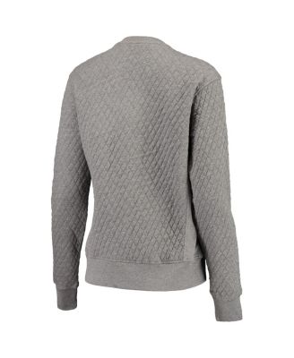 Women's Heathered Gray North Carolina Tar Heels Moose Applique Quilted Crewneck Sweatshirt