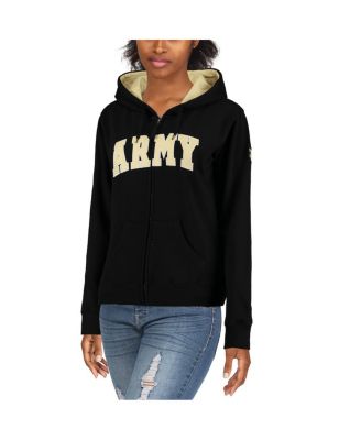 Women's Stadium Athletic Black Army Black Knights Helmet Arched Name Full-Zip Sweatshirt