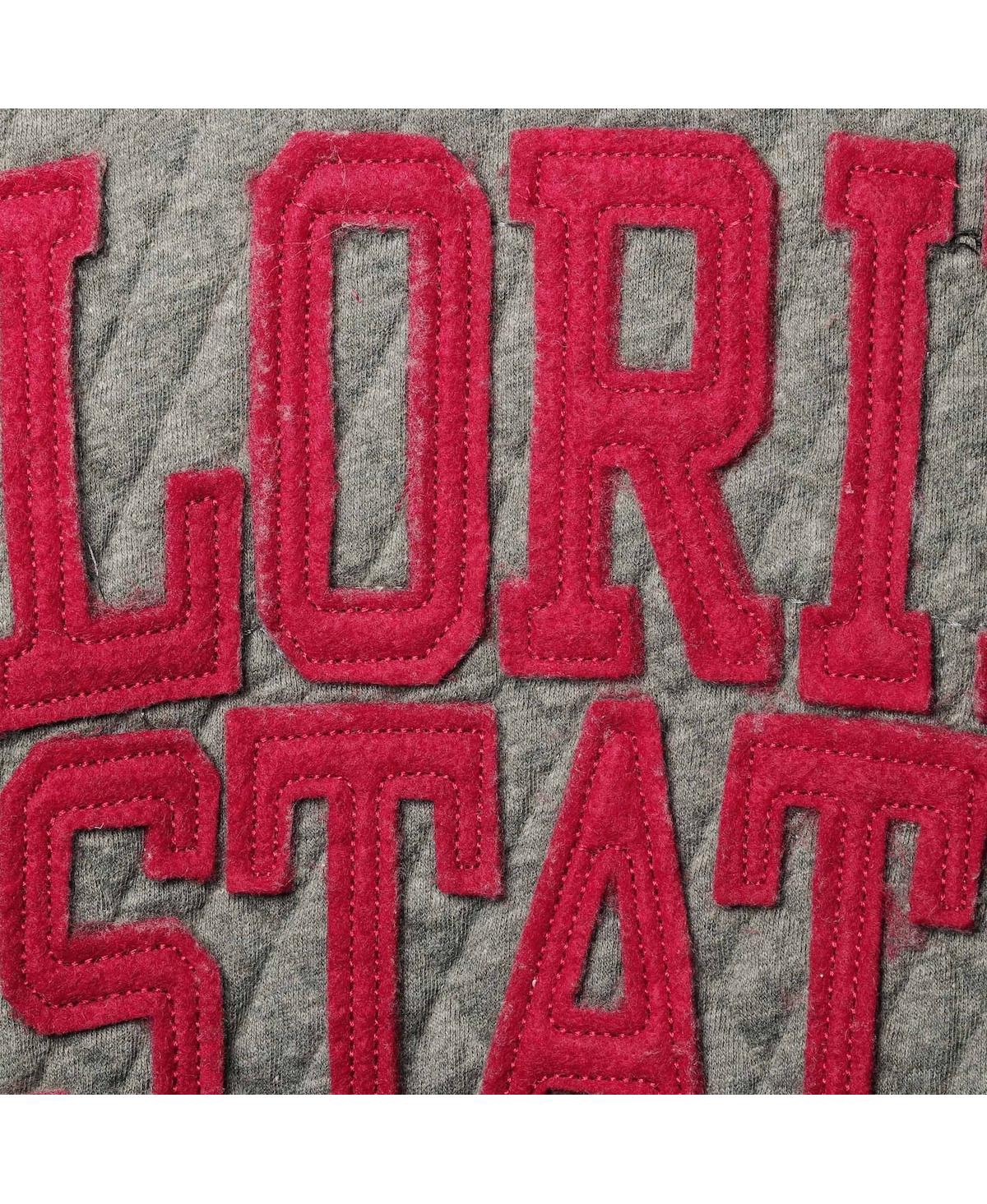 Women's PressboxFlorida State Seminoles Moose Applique Quilted Pullover Sweatshirt - Heathered Gray