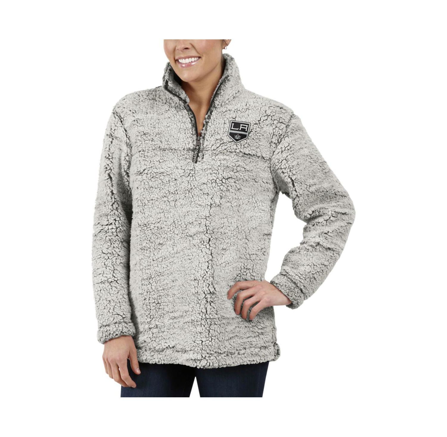 Women's Gray Los Angeles Kings Sherpa Quarter-Zip Pullover Jacket