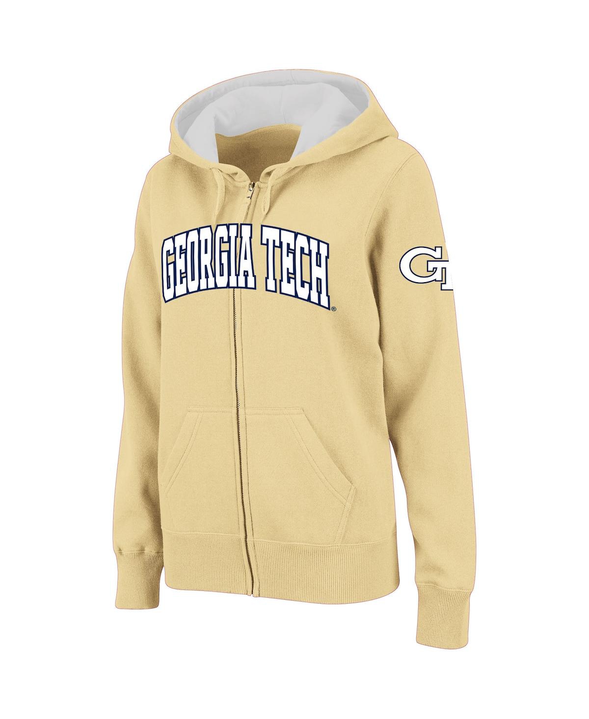 Women's Stadium Athletic Gold Georgia Tech Yellow Jackets Arched Name Full-Zip Hoodie - Gold