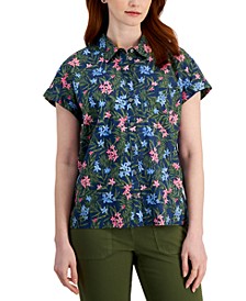 Women's Cotton Printed Camp Shirt, Created for Macy's